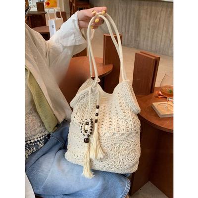 Borsa Tessuta Artistica - Borsa a Spalla Singola da Spiaggia per Donna per Uso Casuale sulla Spiaggia