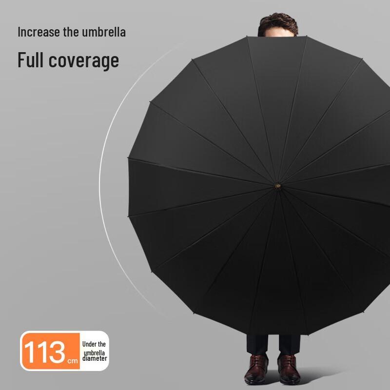MAYDU M8002 Gentleman's Curved Wooden Handle Long Umbrella
