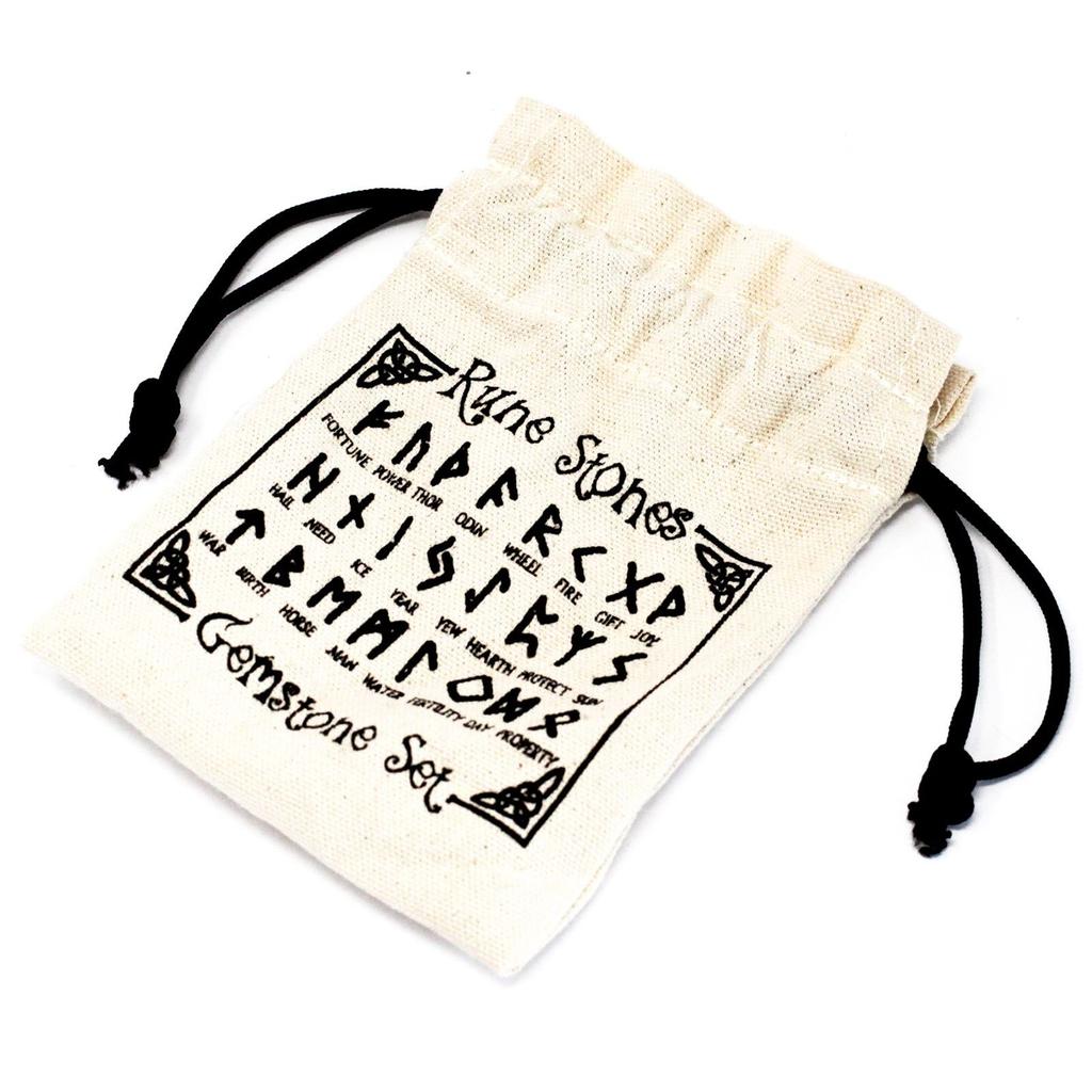 Black Onyx Rune Set 25 Stones With Pouch