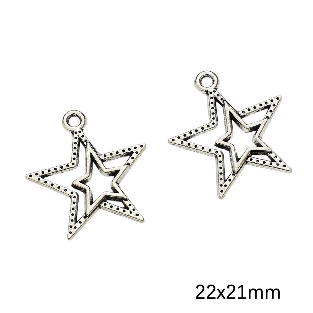 Antique Silver Moon Pentagram Pendant for DIY Jewelry Making