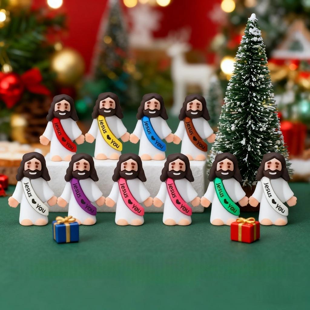 10-30PC Mini Jesus Statue Set Decor Cartoon Jesus Toys Festive Party Scene Decor Room Tabletop Figurines Christmas Easter Gift