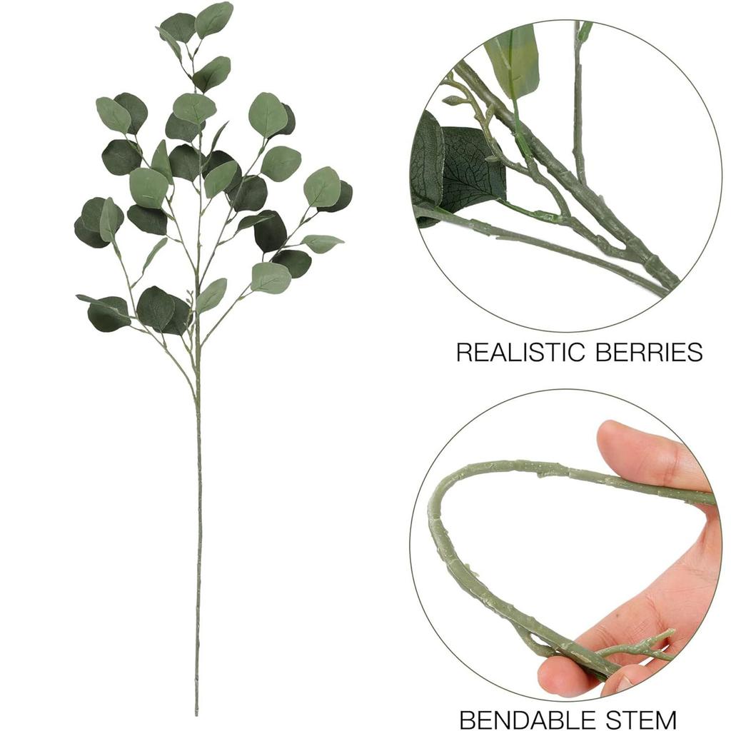 Artificial flower Silk Long branch Eucalyptus combination bridal bouquet Wedding Home vase table DIY gift box scrapbook Decor