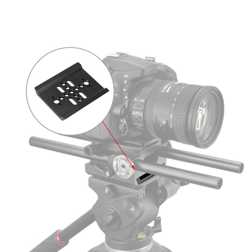 80MM Quick Release Tripod Baseplate with 1/4inch & 3/8inch Thread Aluminum Dovetail Bridge Plate Simple Installation