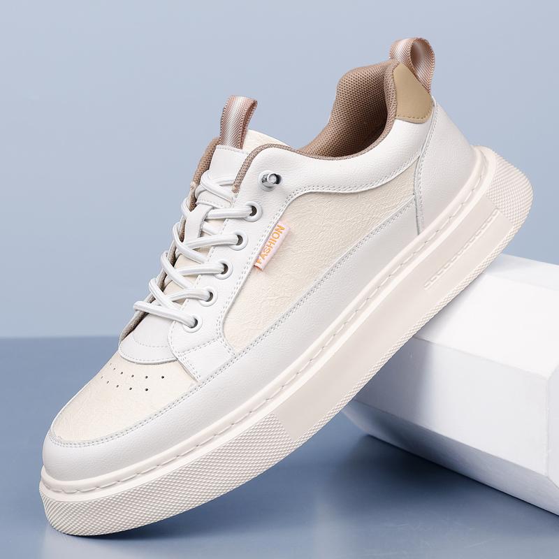 Fashion Stylish Men's Casual Leather Shoes Lace-Up Skateboard Footwear for Men Comfortable Sneakers Anti-Slip Tenis Masculino Trainers