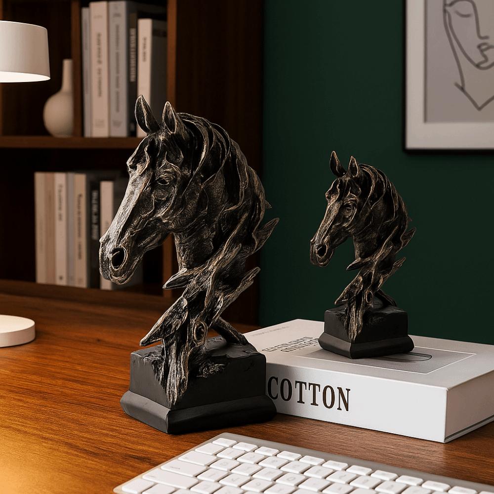 Modern Animal Sculpture Resin Miniatures Figurine Home Decoration Horse Head Statue  Entrance