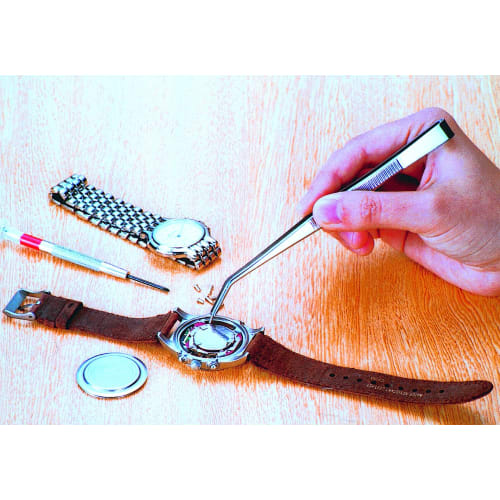 ANEX Stainless Steel Tweezers, AA Type, Curved Tip, 125mm, No. 126 [For grasping tasks such as feeding animals, planting succulents, and cleaning drai