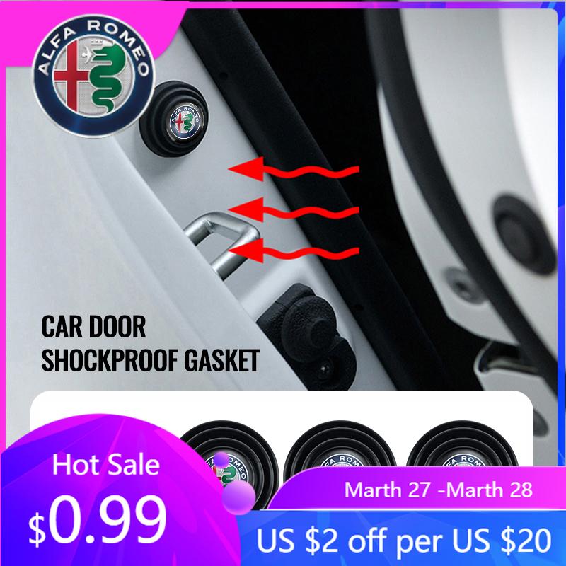 LMRGZ1 For Alfa Romeo Car Door Shockproof Gasket Silicone Buffer Pad Stickers For Alfa Romeo Giulia Stelvio Giulietta 156 159 147 Mito