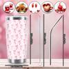Whaline Pink Bow Tumbler Stainless Steel Travel Tumbler with Lid Straw Brush Coquette Bowknot Coffee Mug Cup for Women Friend Holiday Birthday Party