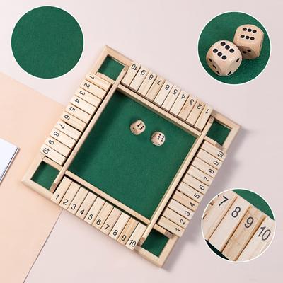 Yousheng Shut The Box Masa Oyunu 4 Oyuncu Ahşap Masa Matematik Oyunu Çocuklar Yetişkinler Aile Gecesi Partisi Eğitici 4 Taraflı 10 Sayılı Zar Klasik Masaüstü