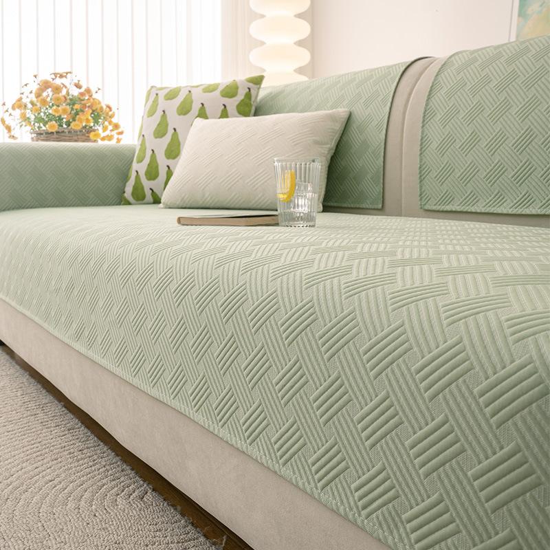 New Spring And Summer Ice Silk Cool Sofa Cushion Summer Non-Slip Thin Sofa Seat Cushion Solid Color Cover Towel