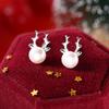 925 Sterling Silver Antler Pearl Stud Earrings - Freshwater Pearl Christmas Gift for Women