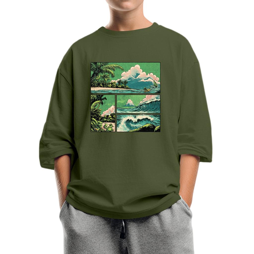 Children's Fashion Printed Round Neck Seven Sleeve Top Casual T-Shirt