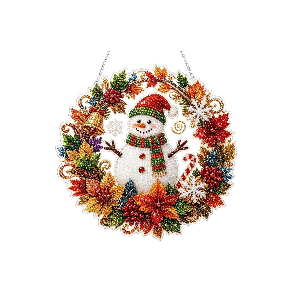 Diamond Art Hanging Ornament Kit Christmas Snowman, Halloween Christmas Thanksgiving Home Door Decor Craft