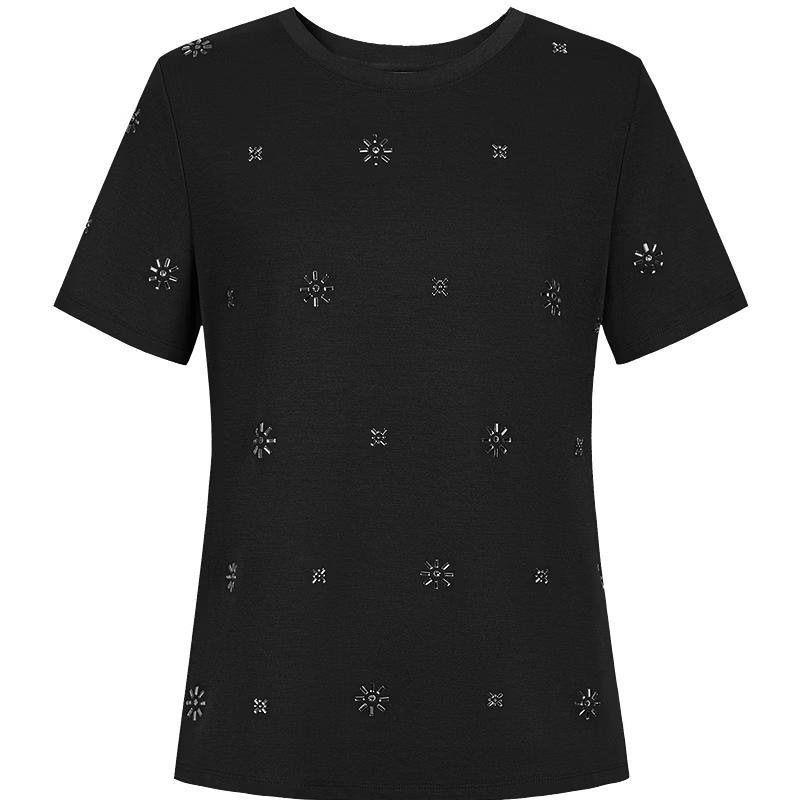 JUZUI Women s Lyocell Rhinestone T-Shirt M