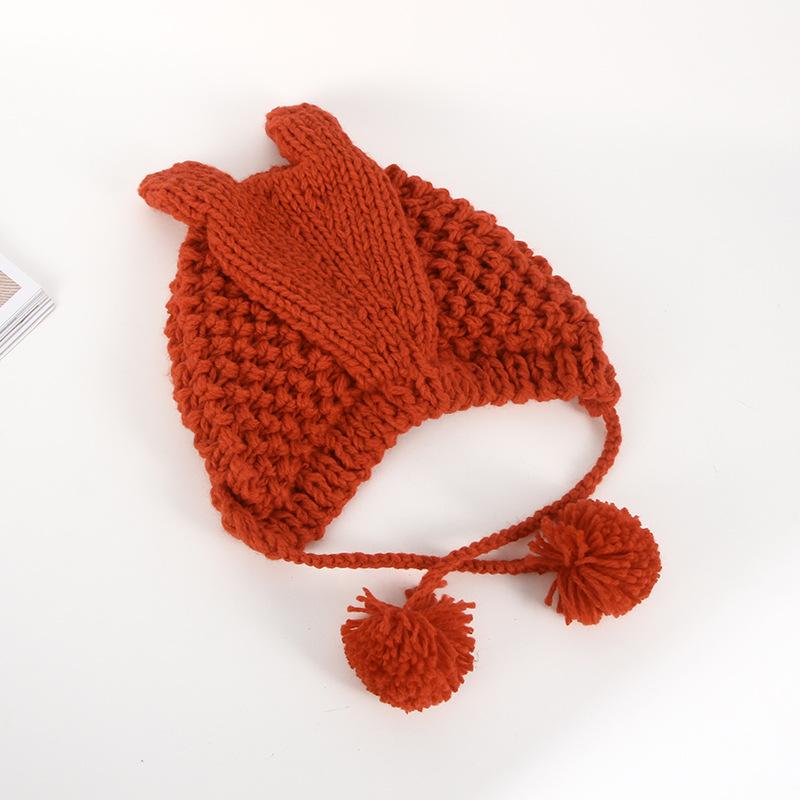 

Шапка Универсальный стиль Однотонная Женская Шапка-бини с завязками Теплая Вязаная Шапка красный