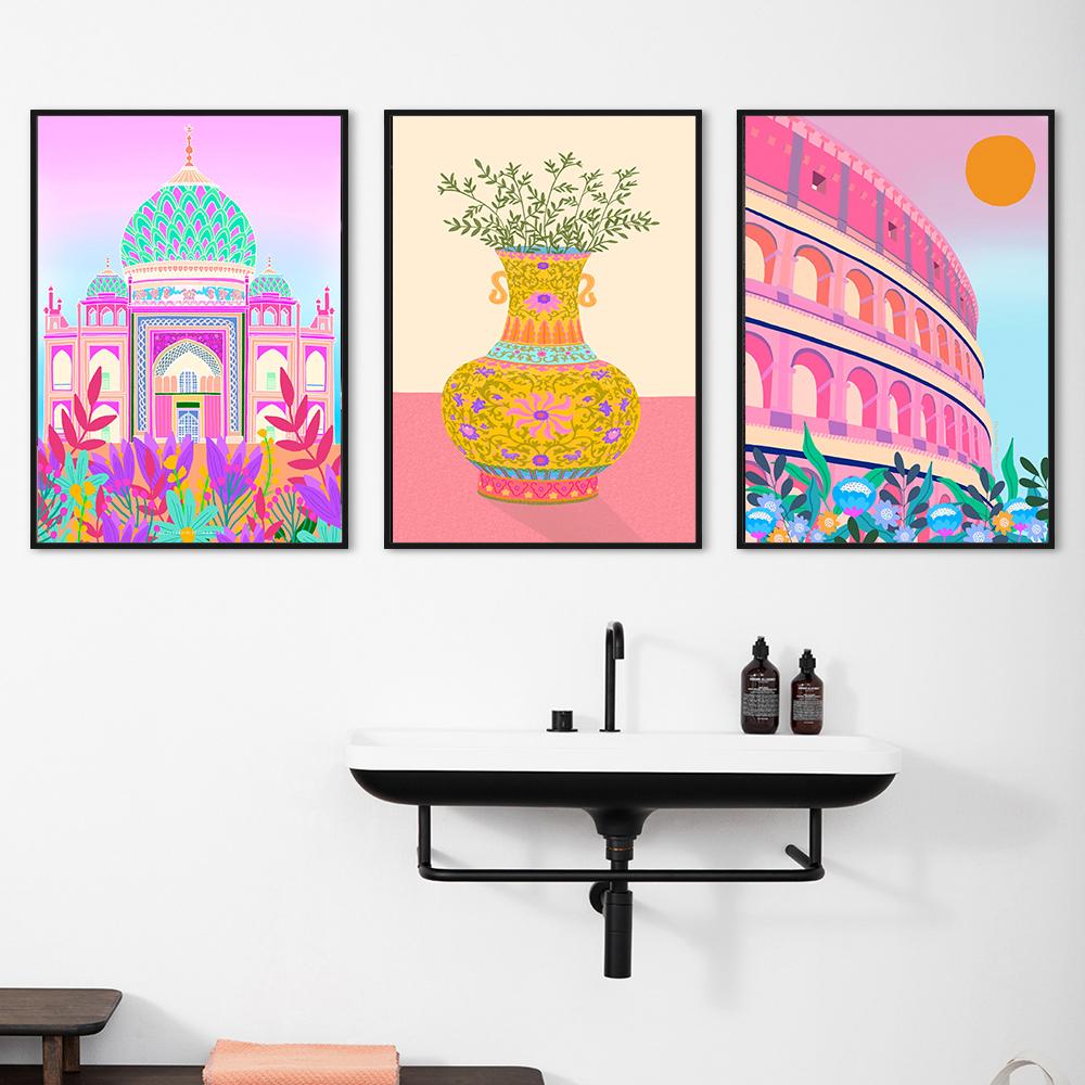 Florale mehrfarbige abstrakte Gartenpflanzen Wandkunst Leinwand Malerei Bild Poster und Drucke Galerie Gang Einzigartige Wohnkultur