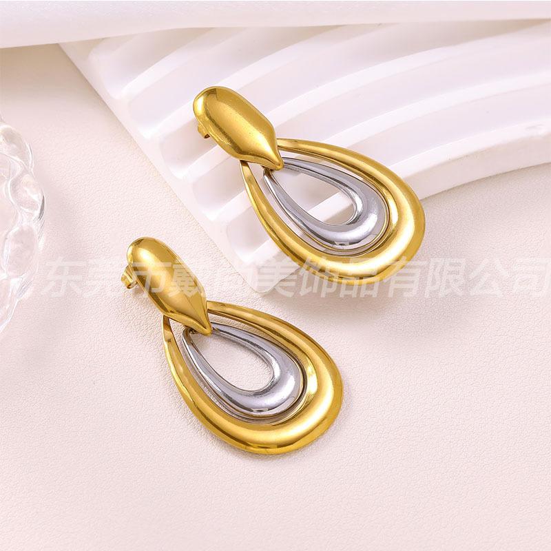 

Premium sense irregular stainless steel stud earrings European and American do not fade k niche retro earrings