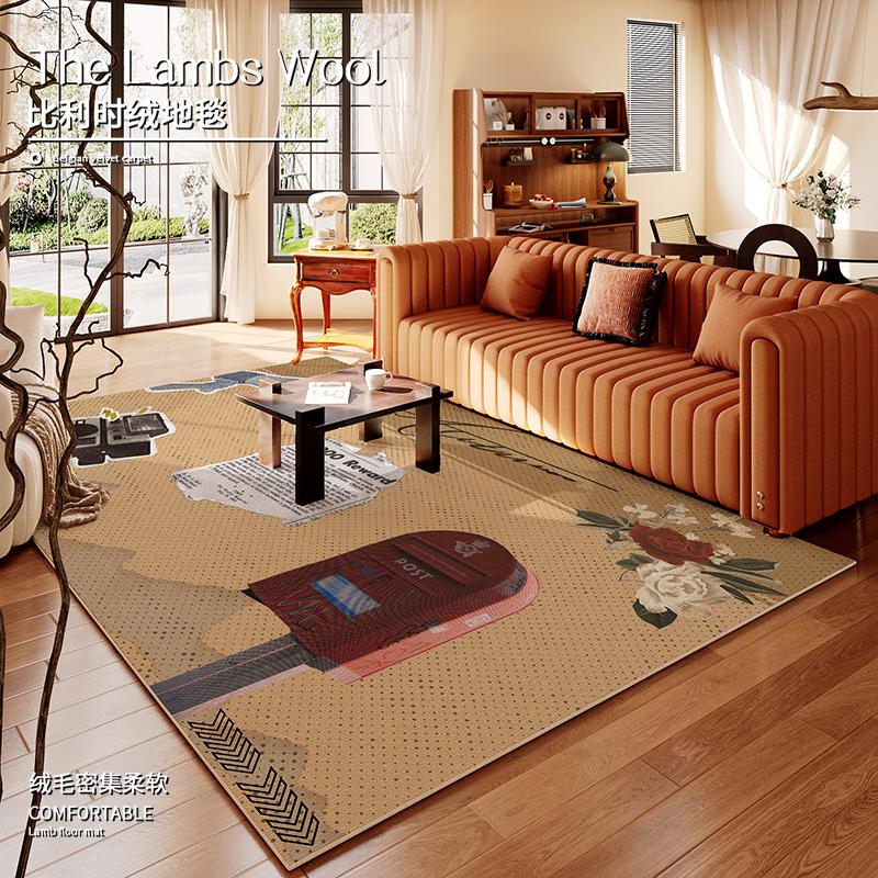 American Retro Carpets for Living Room Large Area Bedroom Decor Carpet Cartoon Abstract Lounge Rug Home Washable Soft Floor Mat