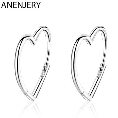 Semplici orecchini color argento, due colori, orecchini a cerchio a forma di cuore, regalo per le donne