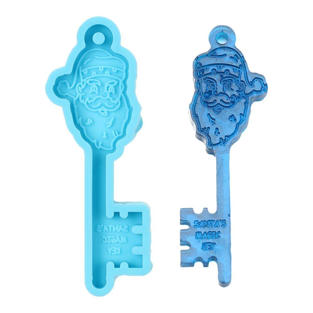 Christmas Gift Silicone Polymer Santa Key Shape Mold Crystal Mold Keychain Mould Epoxy Resin