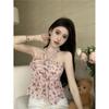 Real price, design sense, niche neck floral sling vest, women wear sweet and spicy tops
