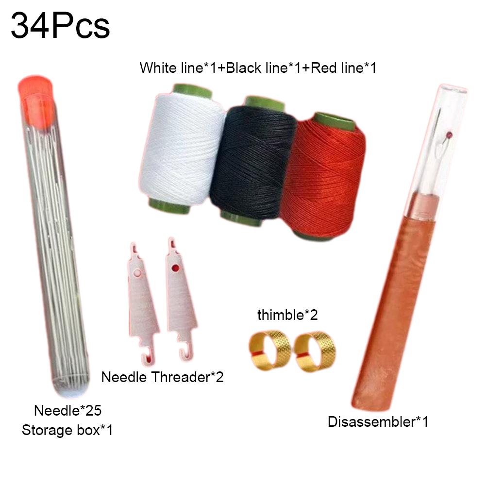 31/34/37PCS Sewing Kits DIY Multi-function Sewing Box Set Big Eye Steel Needles for Hand Quilting Stitching Embroidery Thread