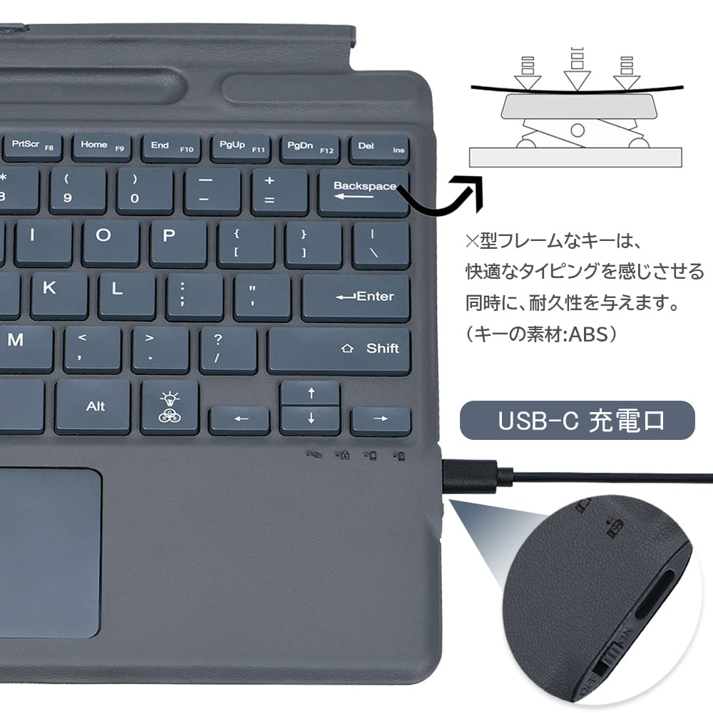 TJK Wireless Keyboard Compatible with Microsoft Surface Bluetooth Keyboard US English Layout Pencil Storage Installation USB Charging Port Lightweight