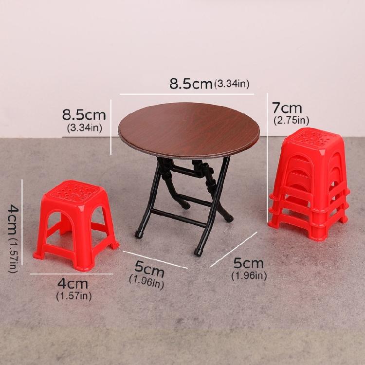 1/12 Scale Doll House Furniture Foldable Dining Tables 8 Stools Restaurant Scene Setting Accessories for Kids Craft Model