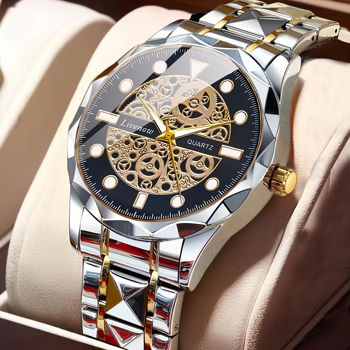 

New Men Watch Skeleton Quartz Wristwatch Skeleton Retro Man Watch Top Brand Luxury Clock Mens Watches Sports Stainless Steel Watch чорний