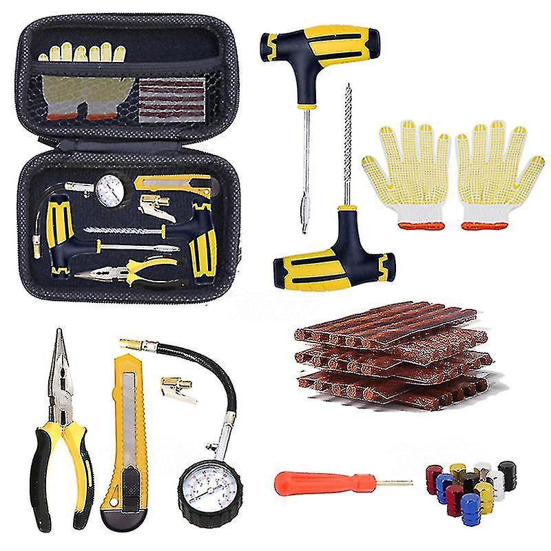 Car Vacuum Tire Repair Studding Tool Set Auto Bike Tubeless Tire Tyre Puncture Plug Garage Tool with Rubber Strip PVC