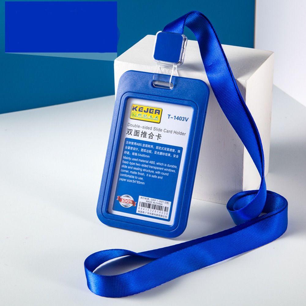 

Supplies ID Card Vertical Card Cover Lanyard Card Holder Simple Card Case Horizontal Card Protector blue-Vertical