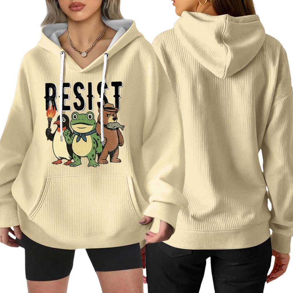 Women's Fashion Casual Long Sleeve Loose Printed Pullover Sports Long Sleeve Sweatshirt