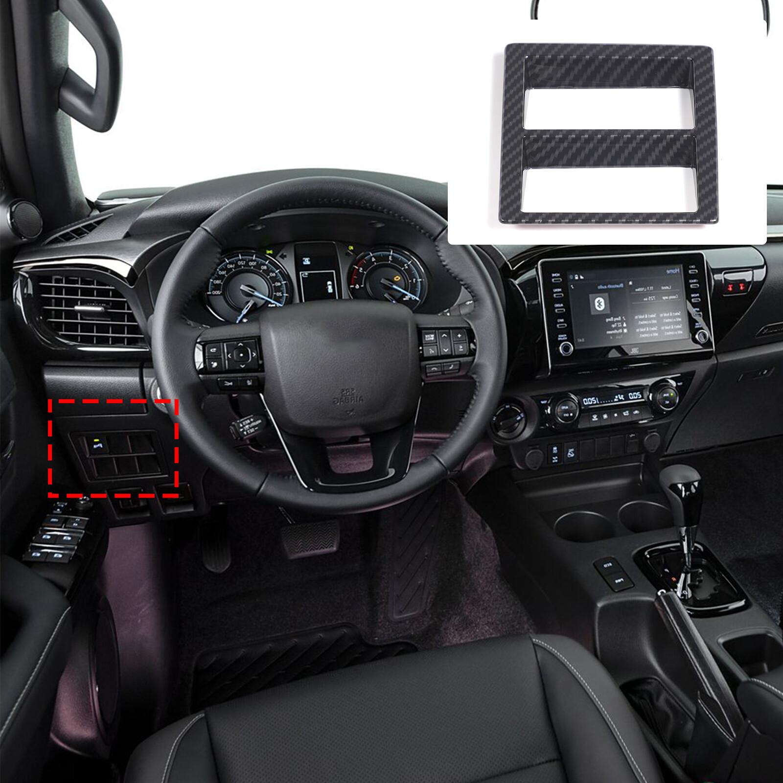 LHD Carbon Fiber ABS Headlight Adjustment Switch Trim For Toyota Hilux 2016-