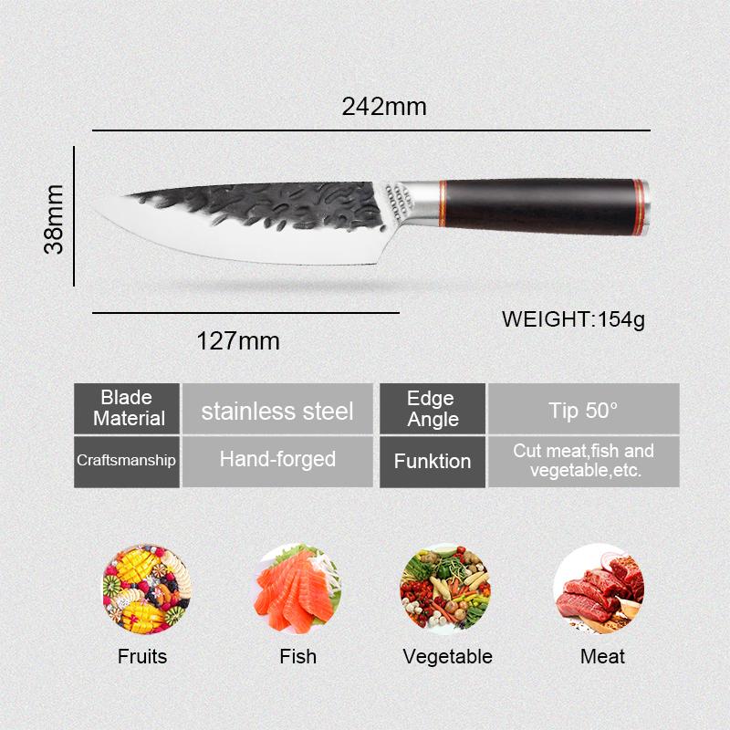 5CR15 Stainless Steel Fruit Knife Kitchen Meat Cleaver Slicing Knife