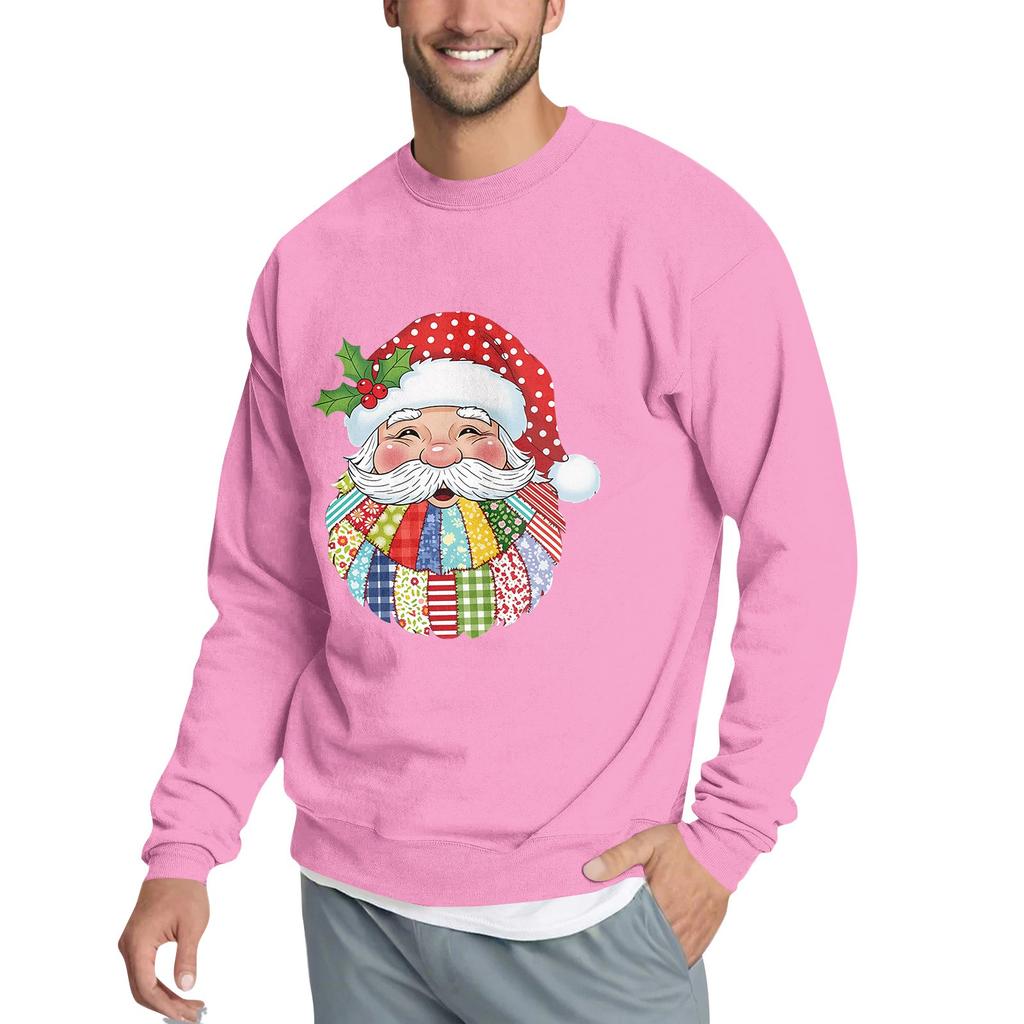 Christmas Print Loose Fit Round Neck Sweatshirt For Men