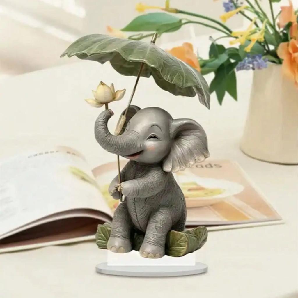 1ks Ozdoba slon v bohémském stylu, spárovaná se slunečníkem s lotosovými listy, roztomilá domácí dekorace, dekorace do ložnice,