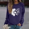 Damenmode Lässig Langarm Einfarbig Bedruckt Rundhals Oberteil Sweatshirt