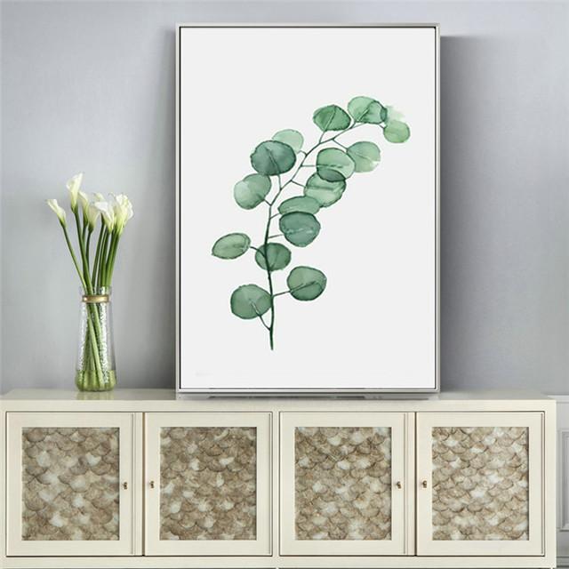 Nordic Style Simple Watercolor Green Plant Leaves Children's Decoration Poster Printing Picture Home Decoration Canvas Painting