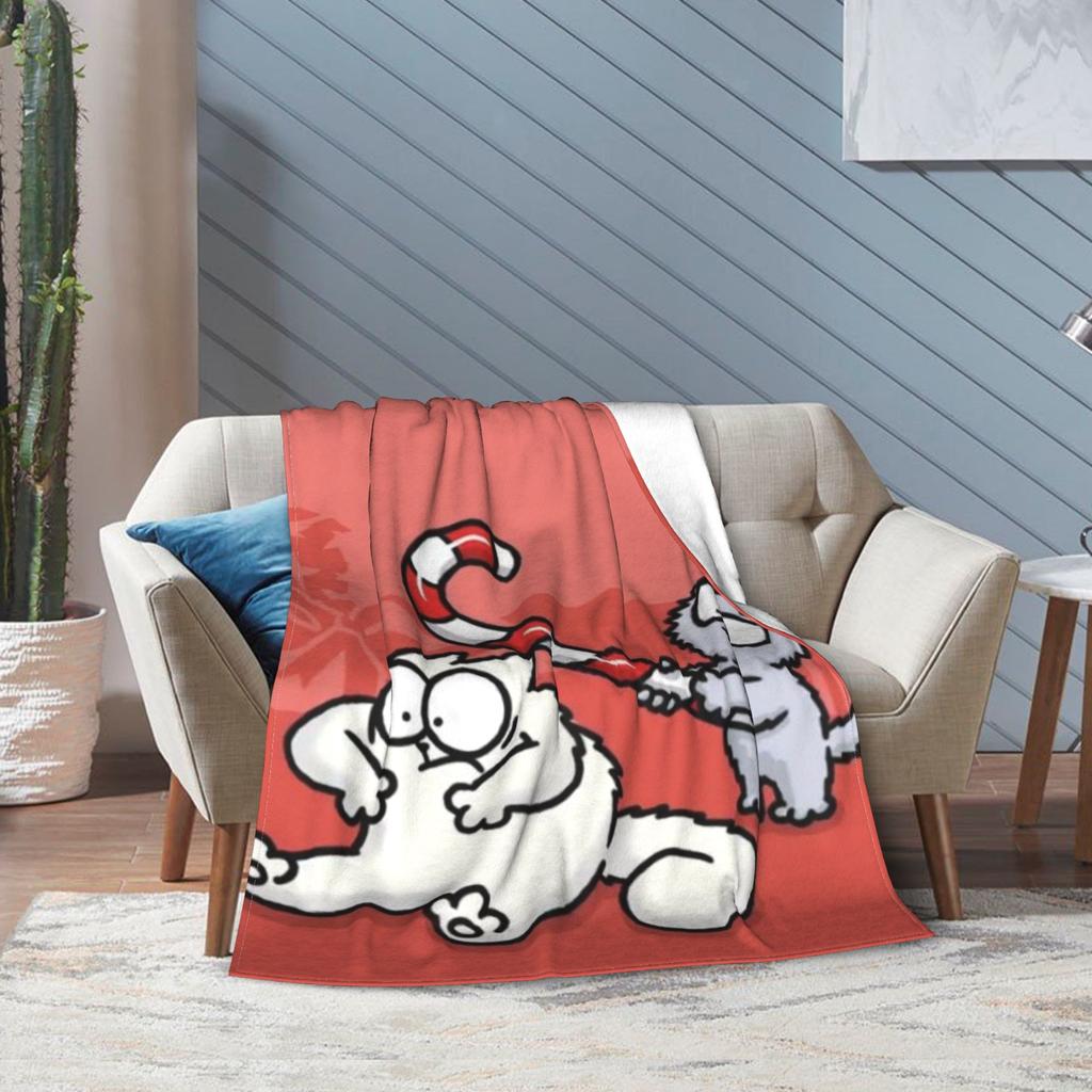 Simons Cartoon Cat Print Blanket For Men Women Warm Cozy Fluffy  Throw Blankets for Living Room 50x60 Inches Multiple Sizes