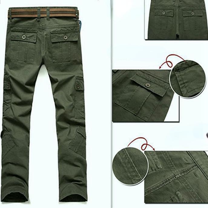 Bavlněné Pánské Cargo Kalhoty s Více Kapsami s Rovnými Nohavicemi Volné Ležérní Outdoorové Kalhoty Pánské Pracovní Kalhoty na Turistiku Al Kalhoty
