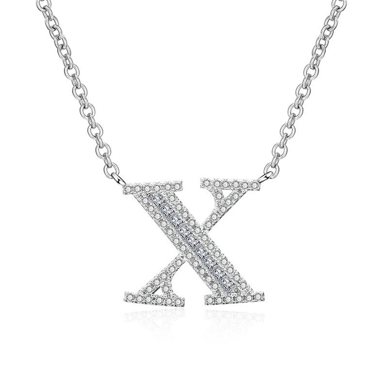 WWJ Collier élégant avec pendentif en zircone cubique brillant avec 26 lettres initiales