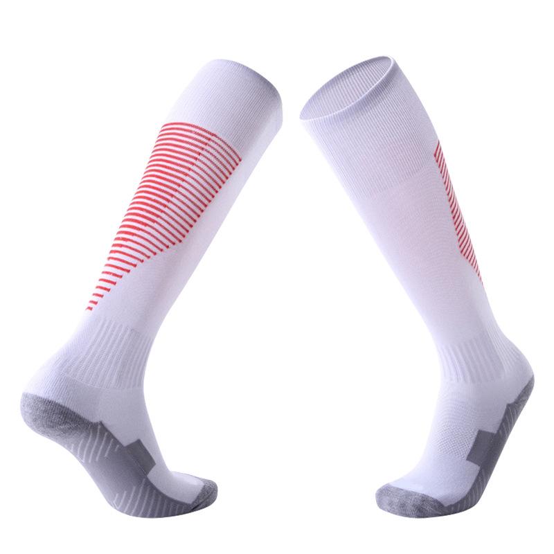 Men's and Children's Anti-Slip Striped Football Socks with Thick Towel Bottom