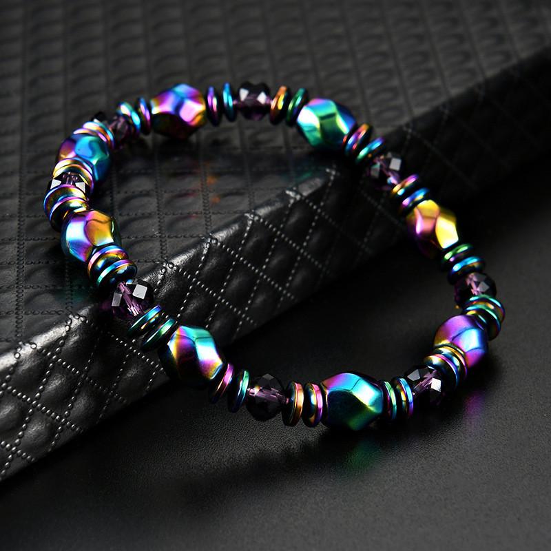 Colorful Handmade Woven Magnetic Hematite Gemstone Bracelet