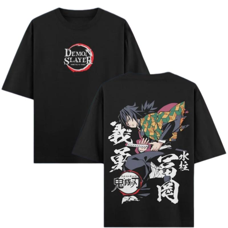 

Demon Slayer Giyu Tomioka Water Hashira TShirt Anime Doublesided Print Cotton Tee for Men Kids Casual Streetwear Top S