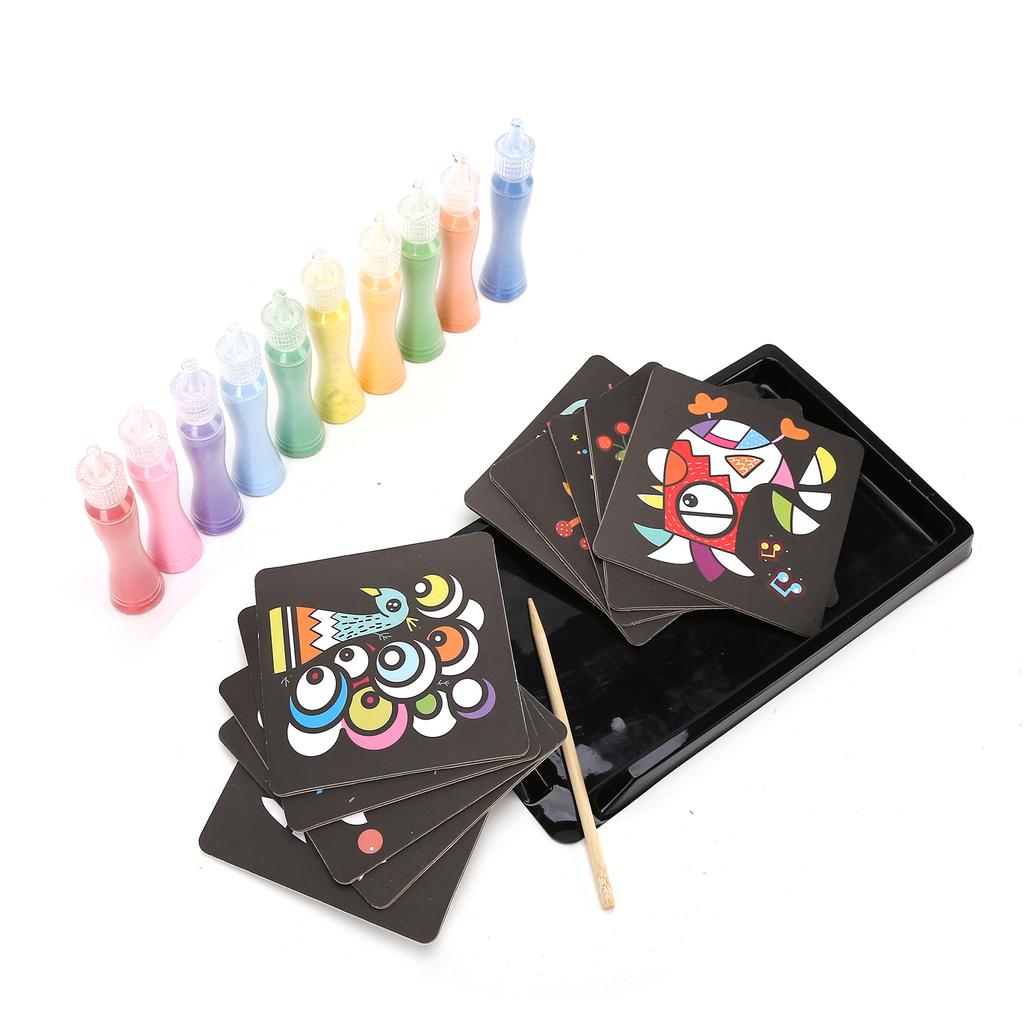 Sand Art Painting Cards Set DIY Colored Sand Art Kit Educational Art Toy for Children