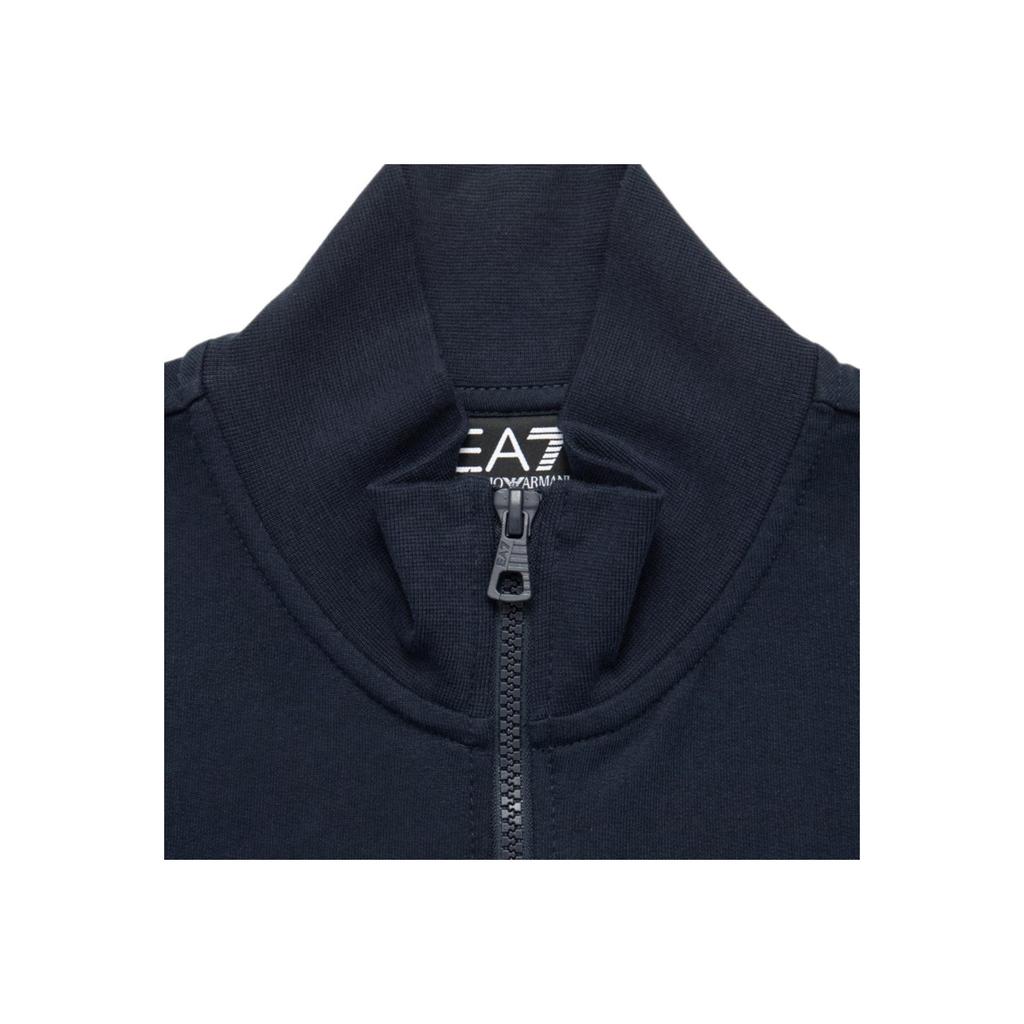 Emporio Armani EA7 FW24 Felpa con Zip e Maniche Lunghe, Collo a Polo con Logo a Lettere da Uomo, Blu Scuro, 8NPM31-PJVRZ-1562