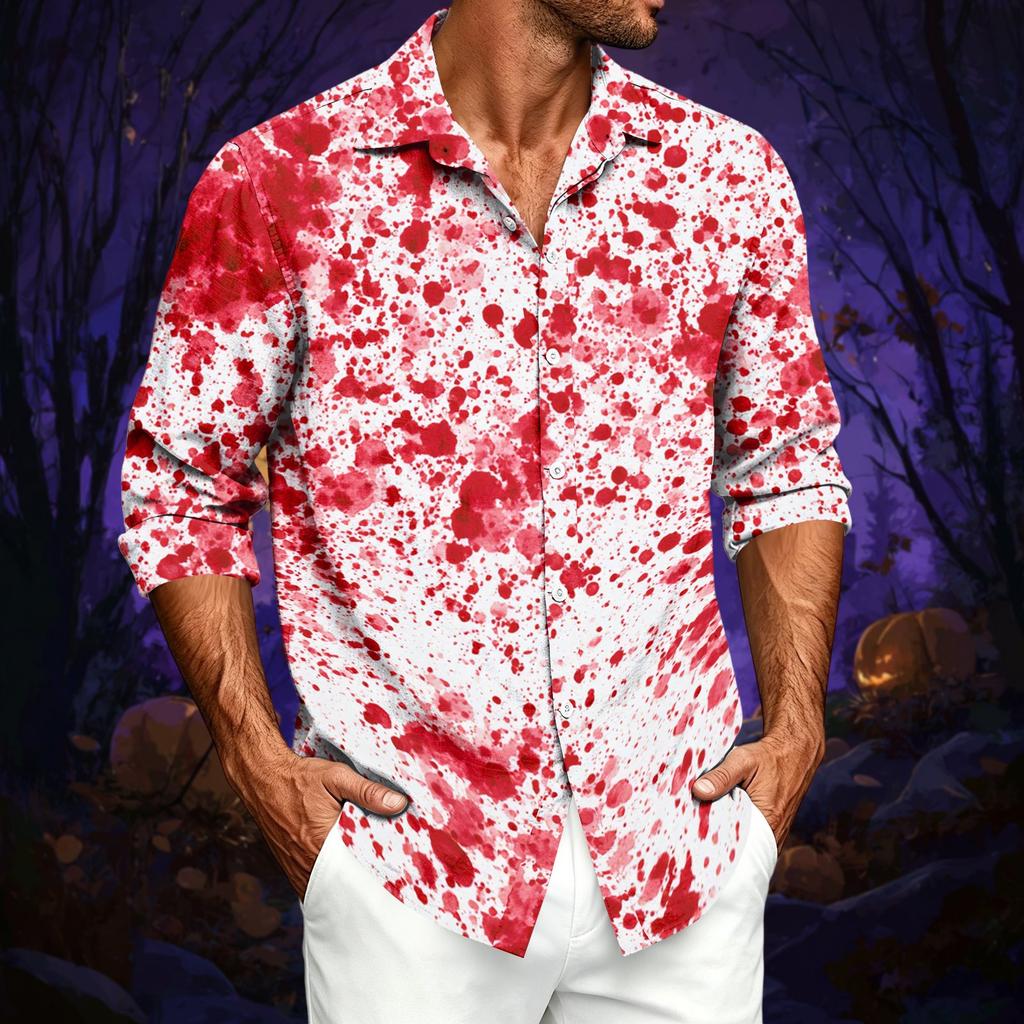 Herren Freizeit Langarmshirt mit Halloween-Print für Frühling und Herbst Tägliches Tragen