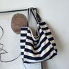Stylish Colorful Striped Canvas Tote Bag For Women Large Size For Daily Use
