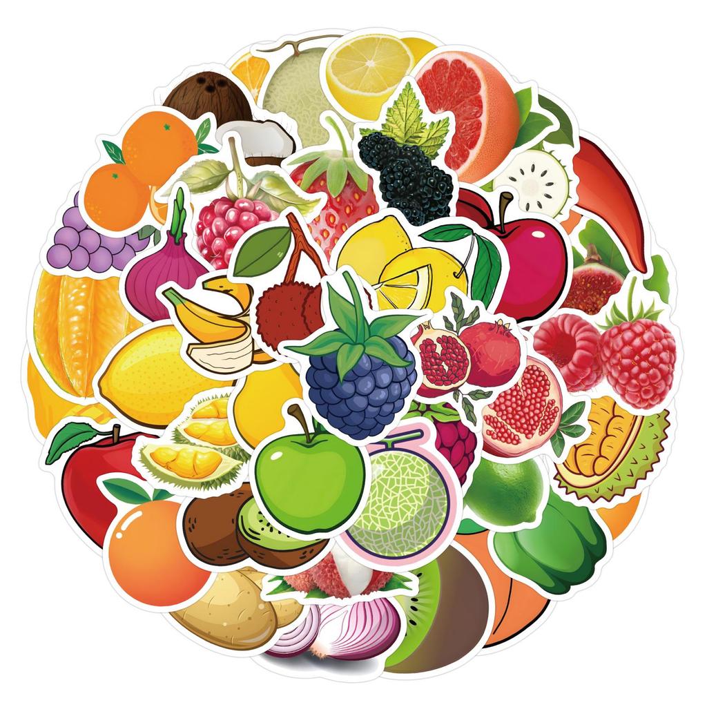 60 Sheets Fruit Graffiti Stickers for Notebook, Luggage, or Journal Decoration