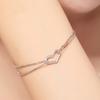 Heart Shaped Bracelet Double Line Love Diamond Plated White Gold Elegant Jewelry Gift for Her